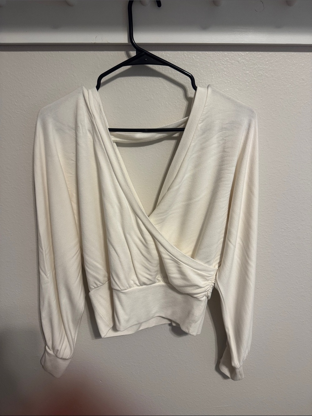 Express Cream Wrap-Front Sweatshirt - Picture 2 of 4